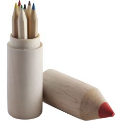 Kleurpotloden in houten houder in vorm van potlood