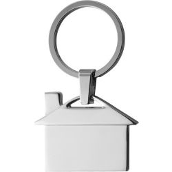 Metalen sleutelhanger, model 'huis' wordt geleverd in een geschenkverpakking.