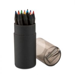 12 potloden in een ronde doos dereklameshop