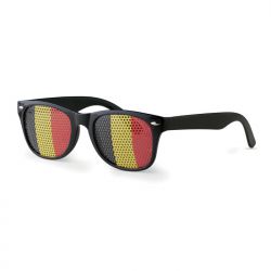 Zwarte België zonnebril met vlag zwart-geel-rood op de glazen